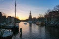 ÃÂ¡anal Oudeschans at sunset in the center of Amsterdam